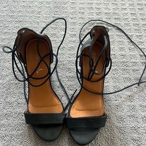 Betan black strappy lace up heels